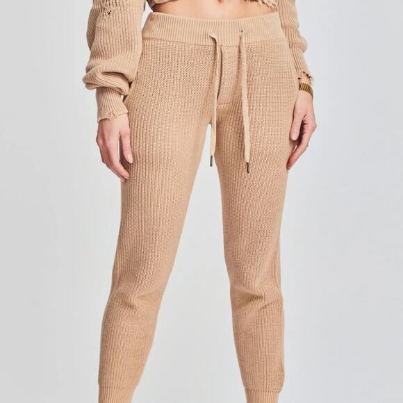 NEW Ser.O.Ya by Retrofete Ida Tan Knit Drawstring Jogger Pant - Picture 4 of 9